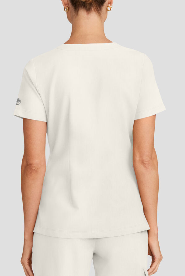 Blusa m&eacute;dica Healing Hands Quest STRETCH con cuello en V y 1 bolsillo para mujer - White Gardenia - 4