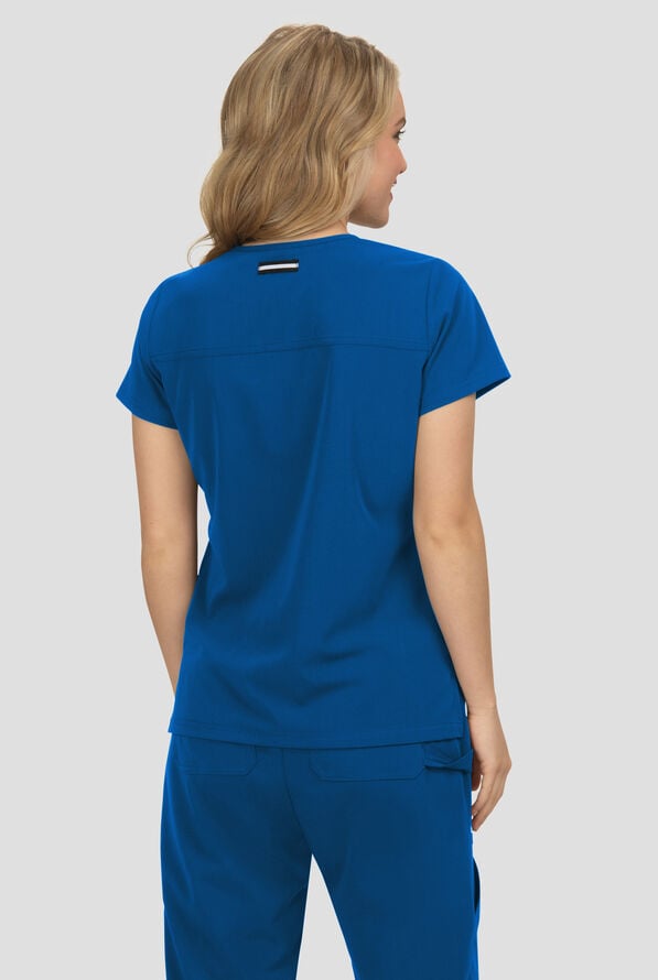 koi Next Gen Hustle and Heart Women's 3-Pocket STRETCH V-Neck Scrub Top - Royal - 4