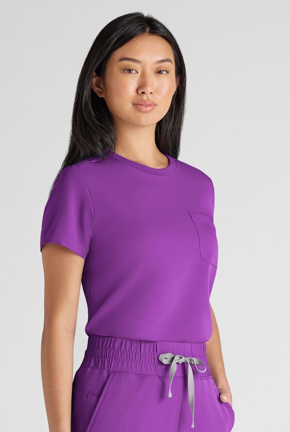 Blusa m&eacute;dica ReSurge Citrine con cuello redondo y 1 bolsillo para mujer - Fresh Purple - 1