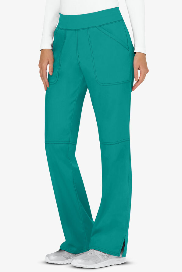 Cherokee Workwear Revolution Women's 4-Pocket STRETCH Pull-On Cargo Scrub Pants - Tall - Teal - 1