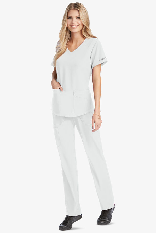 Skechers by Barco Breeze Women's 3-Pocket STRETCH V-Neck Scrub Top - White - 2