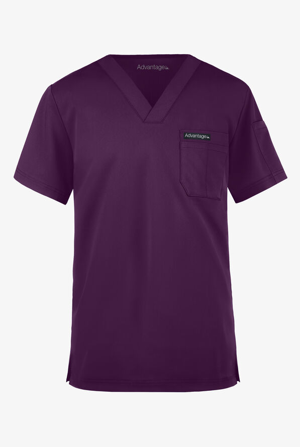 Advantage STRETCH Men's 4-Pocket V-Neck Scrub Top - Eggplant - 1