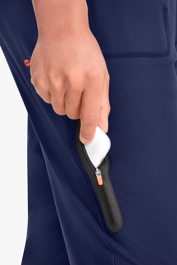 Infinity GNR8 Kinetic Knit Men's 4-Pocket STRETCH Zipper Cargo Hybrid Jogger Scrub Pants - Navy - 2