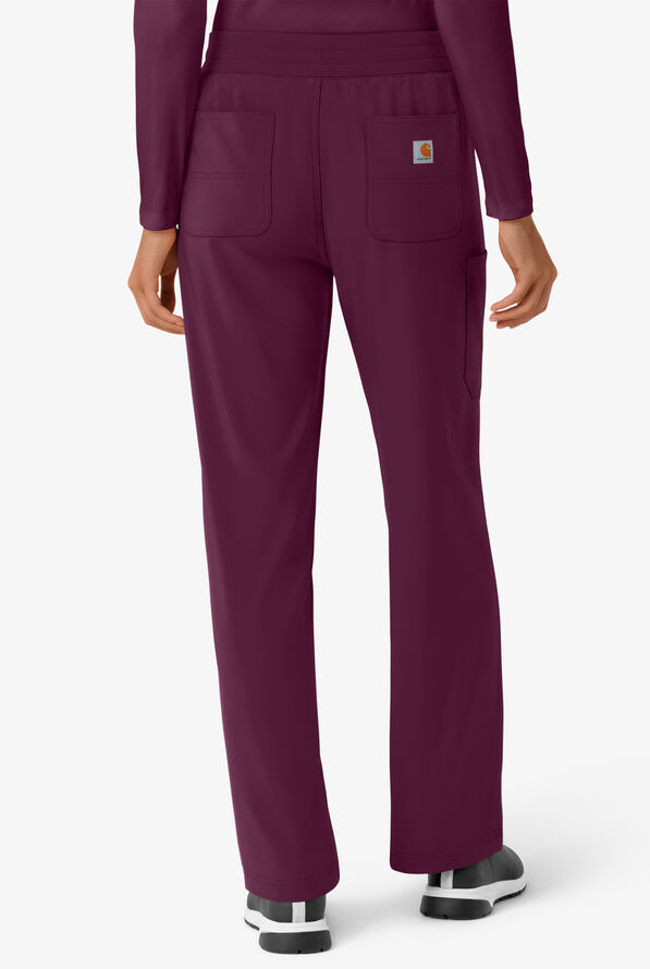 Carhartt Cross-Flex Force Boot Cut Women's 6-Pocket STRETCH Convertible Drawstring Cargo Scrub Pants - Wine - 2