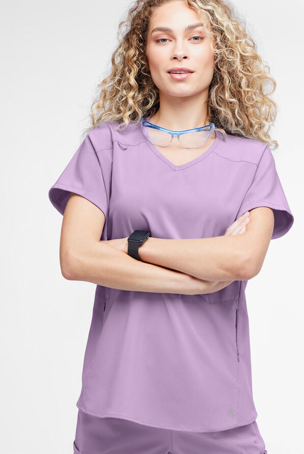 Easy STRETCH Sierra Women's Oversized 2 Pocket V-Neck Scrub Top - Amethyst Mist - 2