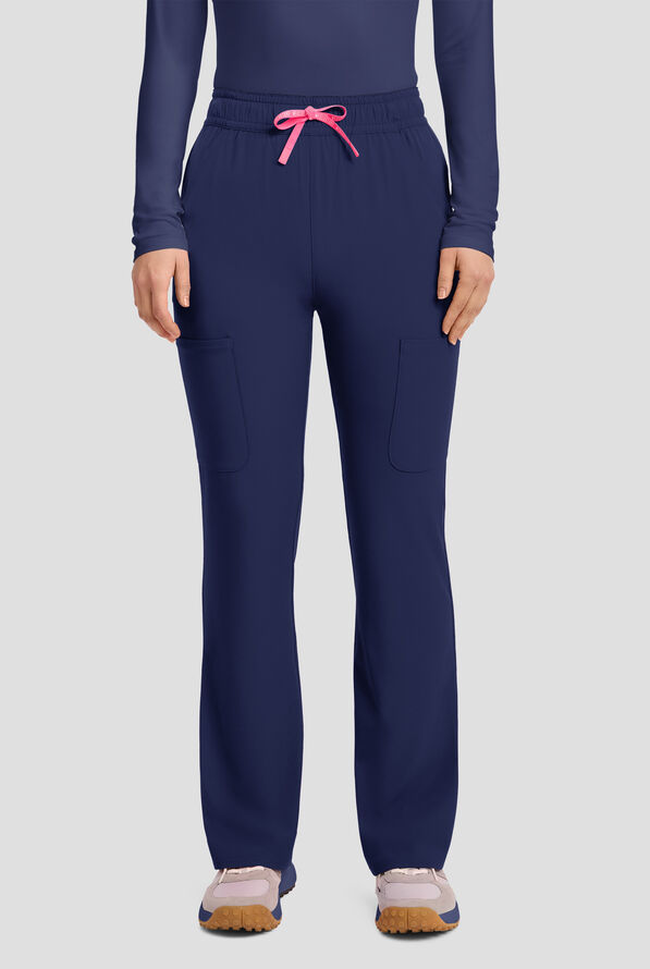 Pantalón médico Med Couture Amp STRETCH de tiro alto estilo cargo con piernas acampanadas y 4 bolsillos para mujer - Navy - 1