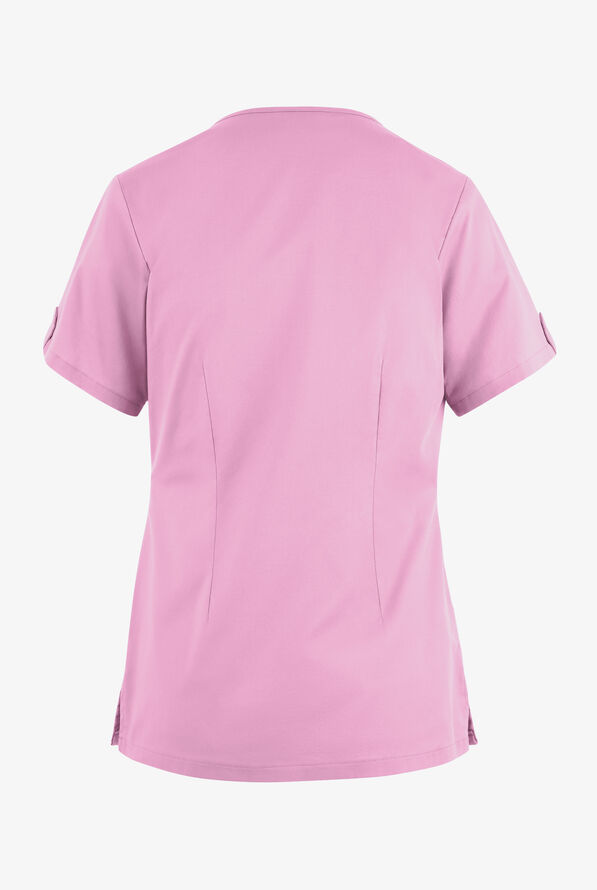 Butter-Soft STRETCH Women's 6-Pocket V-Neck Scrub Top - Sweet Rose - 4