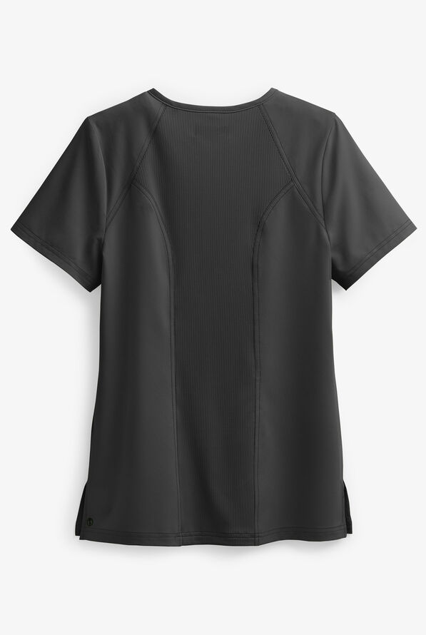 Planet koi Eco Women's 4-Pocket STRETCH Mock Wrap Scrub Top - Black - 2