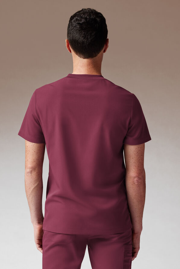 Hypothesis System 3 Men's 3-Pocket V-Neck Scrub Top - Wine - 3
