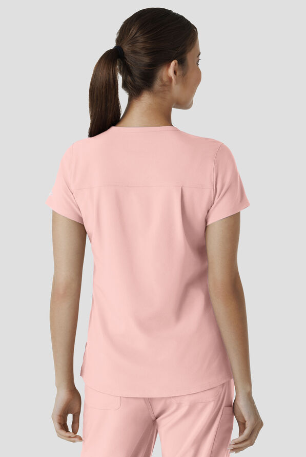 Carhartt Cross-Flex Force Women's 1-Pocket STRETCH Knit Panel Tuck In Scrub Top - Soft Rose - 3