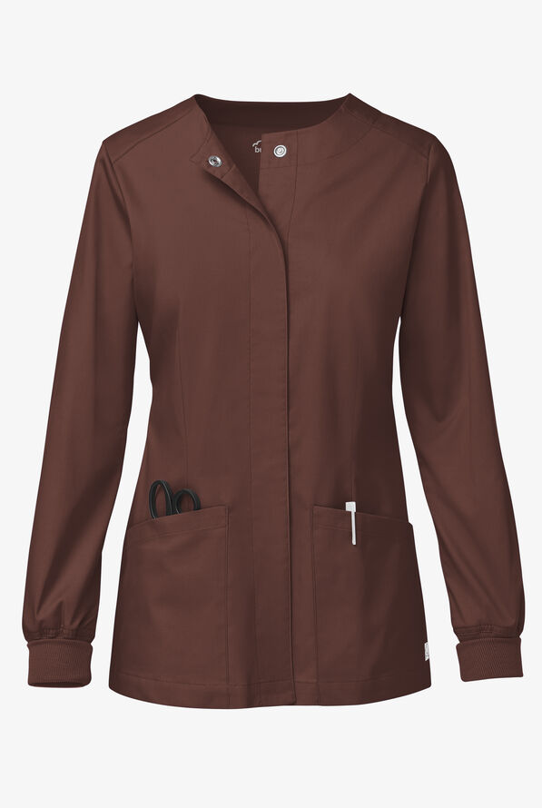 Chaqueta médica manga larga UA Butter-Soft STRETCH con botones a presión y 2 bolsillos para mujer - French Roast - 1