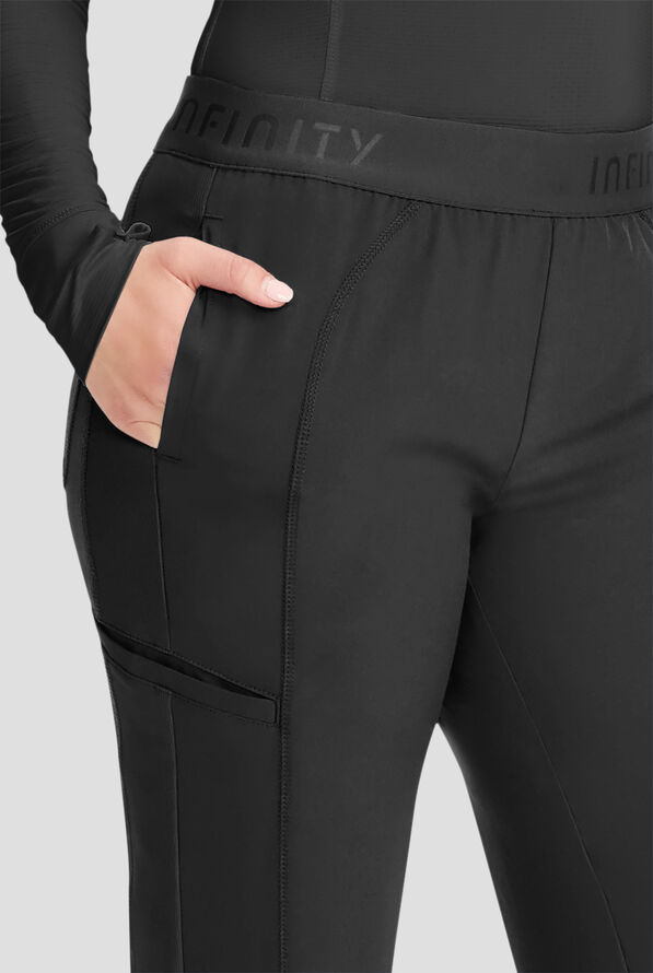 Infinity GNR8 Women's 5-Pocket STRETCH Wide Leg Scrub Pant - Black - 3