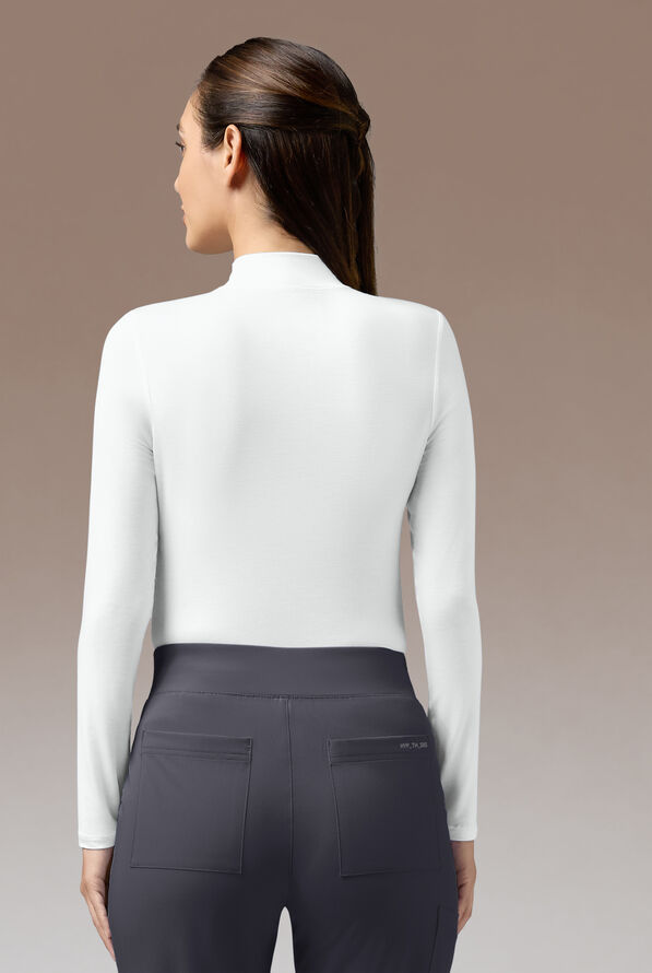 Hypothesis Inner K Women's STRETCH Long Sleeve Mock Neck Knit Underscrub - White - 2