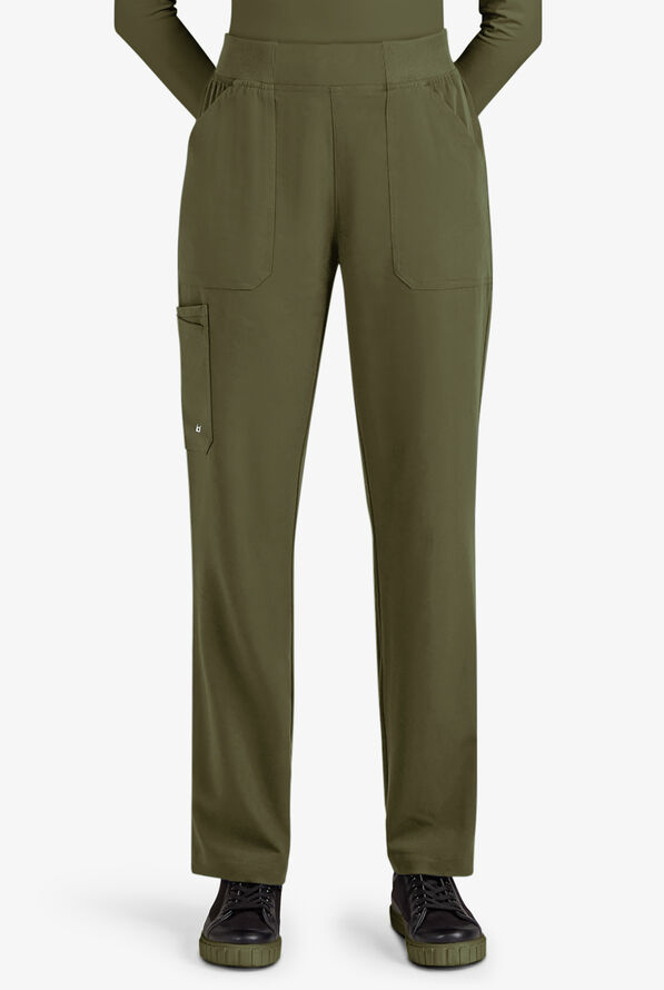 koi Next Gen Jump Start Women's 7-Pocket STRETCH Boot Cut Cargo Scrub Pants - Olive - 1