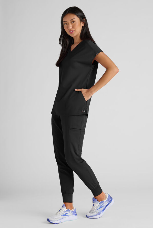 Grey's Anatomy by Barco Emerge Rylee Women's 6-Pocket STRETCH Mid Rise Jogger Scrub Pants - Black - 7