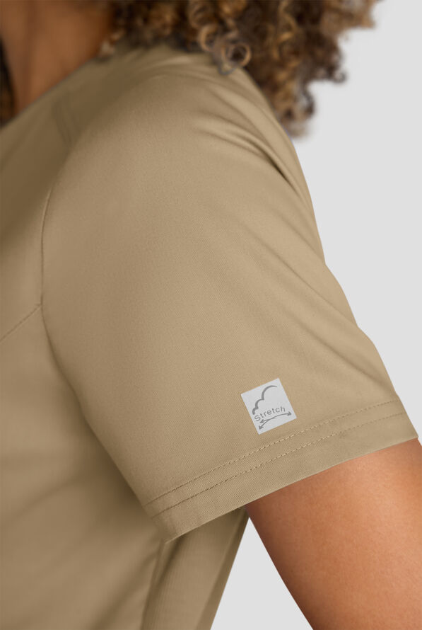 Butter-Soft STRETCH FLXTEK+ Women's 3-Pocket Crew Neck Scrub Top - Golden Sand - 7