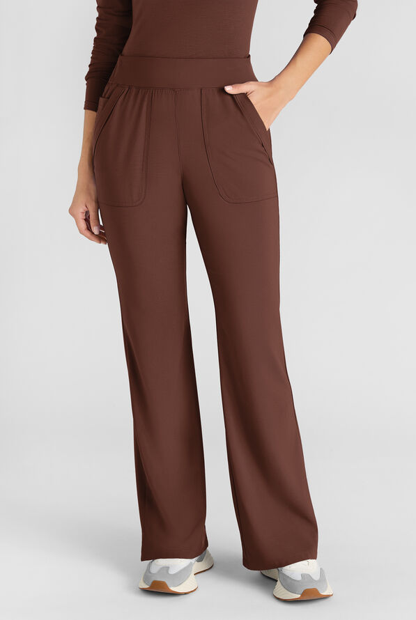 Easy STRETCH Sydney Women's Flare Leg Scrub Pants &ndash; 2-Piece Jumpsuit Bottom - Double Espresso - 2