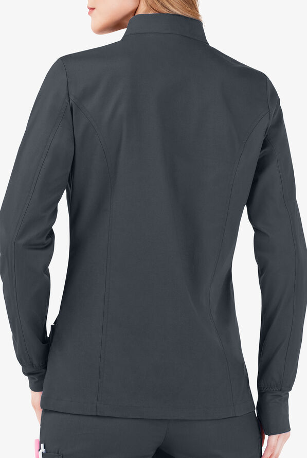 Butter-Soft STRETCH Women's 3-Pocket Zip Front Scrub Jacket - Pewter - 4