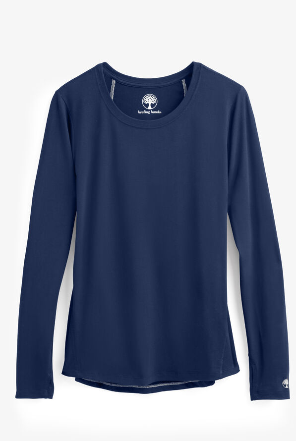 Healing Hands Mackenzie Women's STRETCH Long Sleeve Knit Underscrub - Navy - 1
