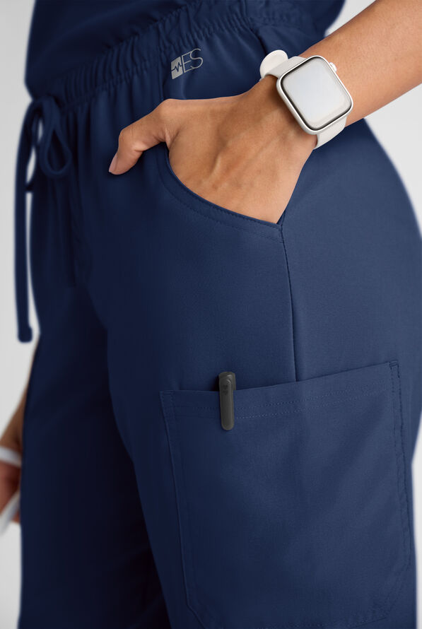 Easy STRETCH Eden Women's 4-Pocket Drawstring Scrub Pants - Petite - Navy - 3