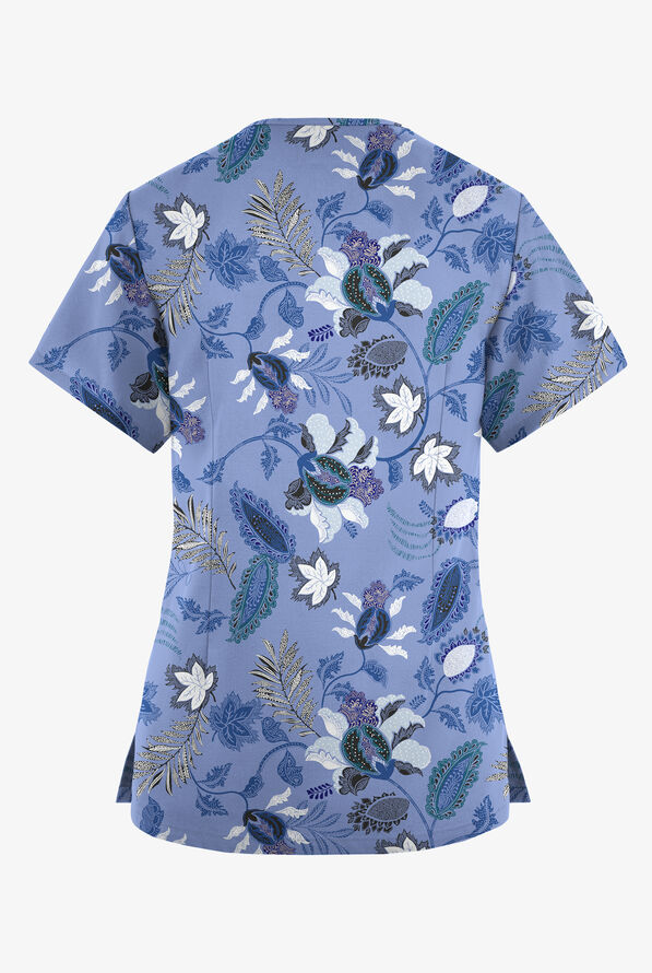 Butter-Soft Originals Imperial Jacobean Ceil Women's 4-Pocket Rounded V-Neck Print Scrub Top - null - 2