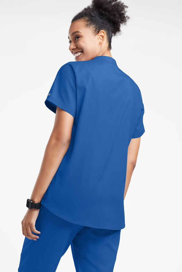 Strictly Scrubs Women's 6-Pocket Mandarin Collar Scrub Top - Royal - 3