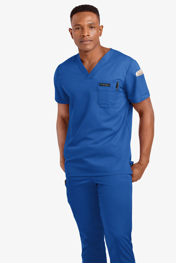 Advantage STRETCH Men's 4-Pocket V-Neck Scrub Top - Royal - 2