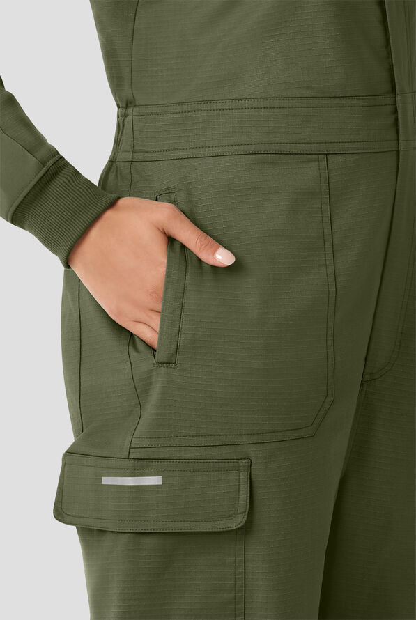 Carhartt FLD & RSCU Women's 11-Pocket Collar Zip Front Ripstop Scrub Coverall - Olive - 2