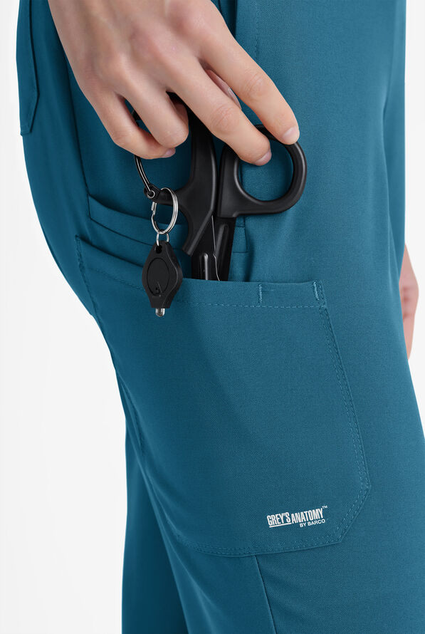 Grey's Anatomy by Barco Evolve STRETCH Cosmo Women's 6-Pocket Cargo Scrub Pants - Bahama Blue - 2