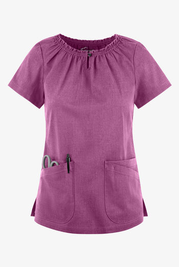 Blusa m&eacute;dica UA Butter-Soft STRETCH estilo campesina con mangas cortas y 6 bolsillos para mujer