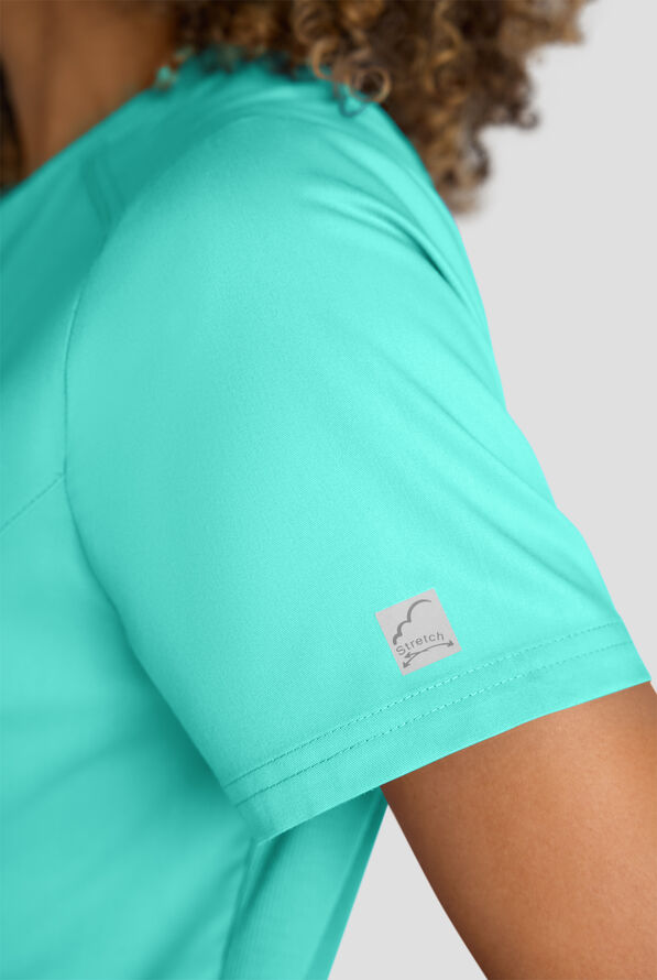 Butter-Soft STRETCH FLXTEK+ Women's 3-Pocket Crew Neck Scrub Top - Aqua Dust - 7