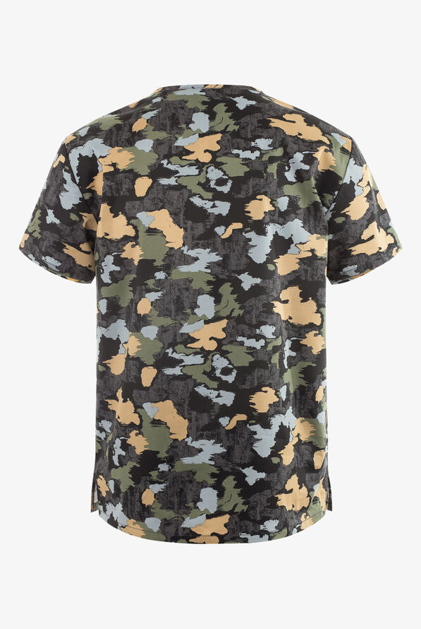 Dickies EDS Brush Away Camo Men's 1-Pocket STRETCH V-Neck Print Scrub Top - null - 2