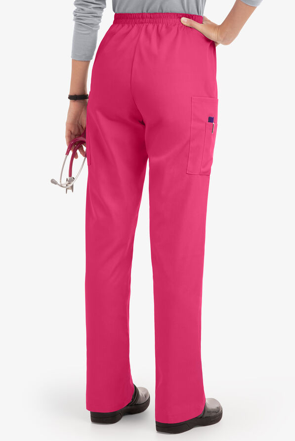 UA Best Buy Scrubs Women's 3-Pocket Elastic Waist Tapered Pants - Tall - Fuchsia - 2