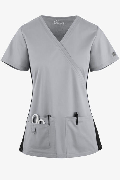 Butter-Soft STRETCH Women's 3-Pocket V-Neck with Side Knit Panels Scrub Top