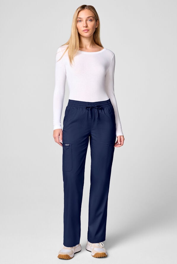 Cherokee Workwear Revolution Women's 12-Pocket STRETCH Drawstring Straight pant - Navy - 5