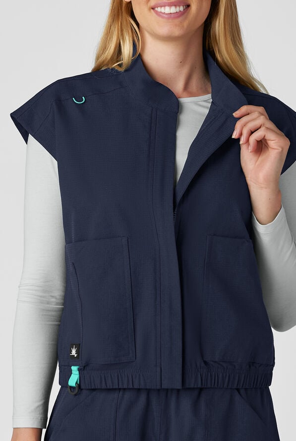 koi Solis Eloise Women's 4-Pocket STRETCH Zip Front Scrub Vest - Navy - 5
