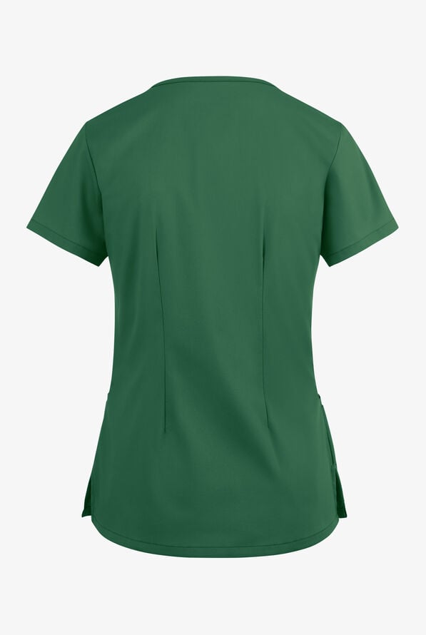 Blusa m&eacute;dica UA Butter-Soft STRETCH con cremallera en el cuello curvo y 4 bolsillos para mujer - Hunter - 4
