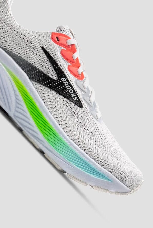 Brooks Men's Ghost 17 White/Pink Clay/Gecko Athletic Lace Up Shoes - null - 3