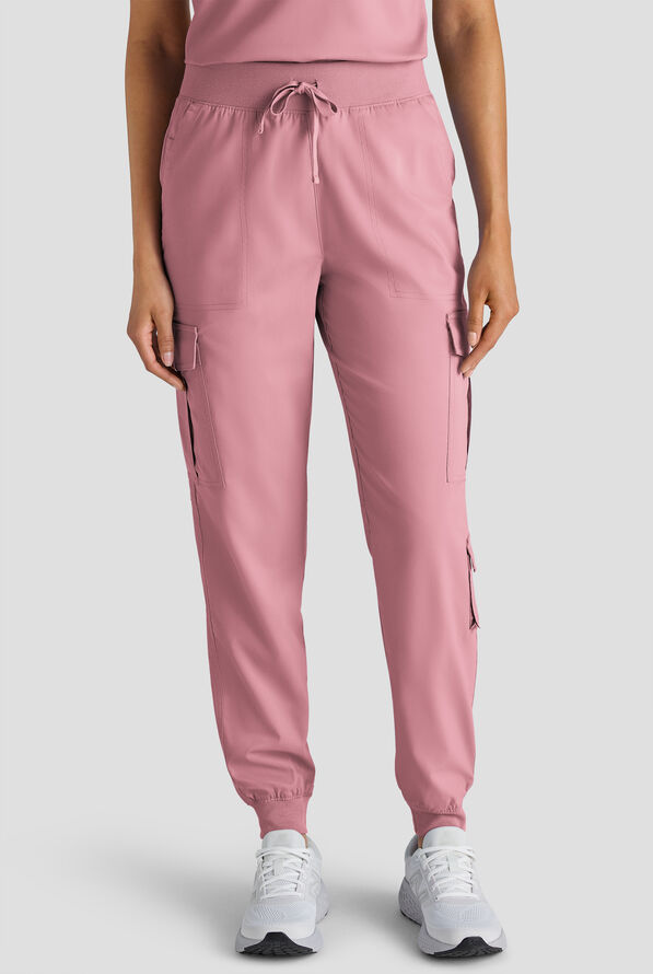 Butter-Soft STRETCH FLXTEK+ Women's 8-Pocket Cargo Jogger Scrub Pant - Cosmo Pink - 1