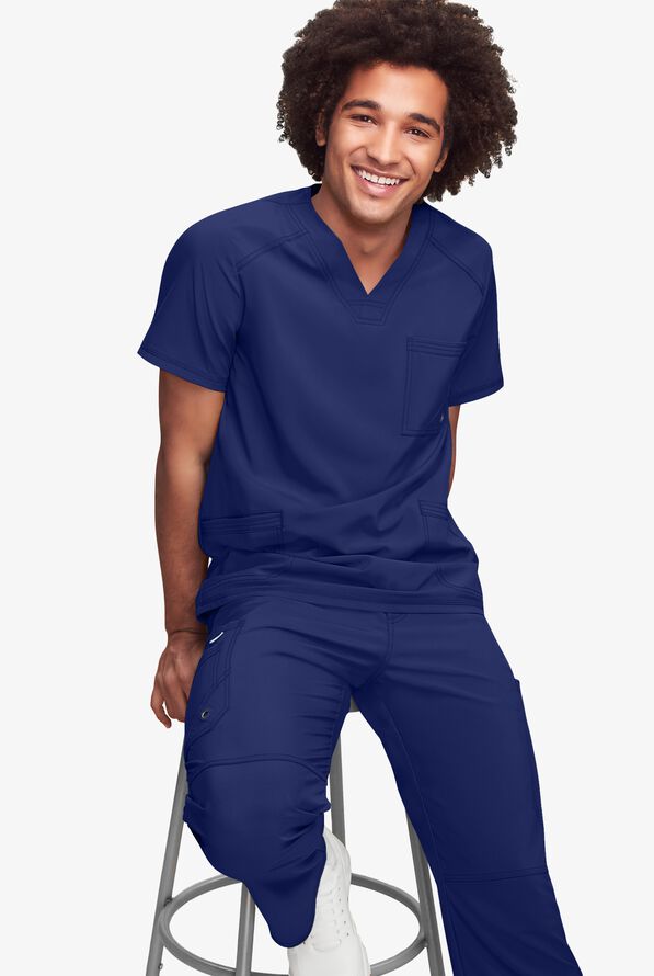 Infinity Men's 3-Pocket STRETCH Rib-Knit Side Panel Scrub Top - Galaxy - 2