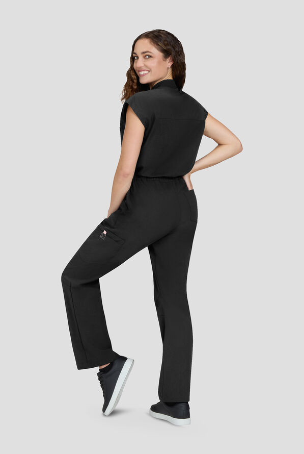 koi Solis Anja Women's 9-Pocket STRETCH Zip Front Dolman Sleeve Scrub Jumpsuit - Black - 4