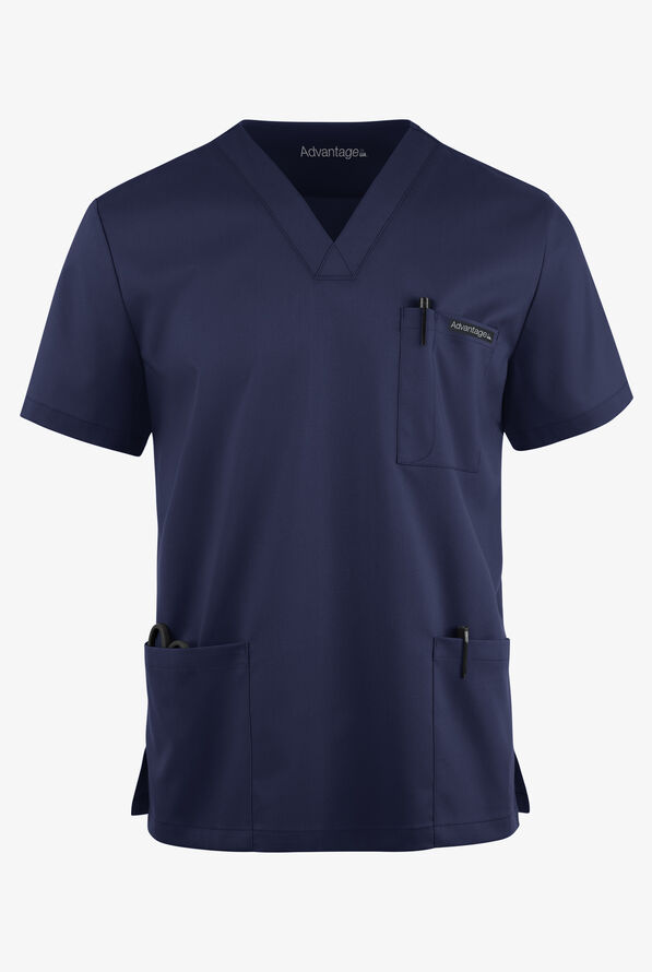 Advantage STRETCH Men's 6-Pocket V-Neck Scrub Top - Navy - 1