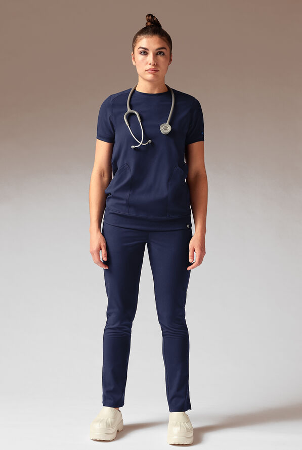 Blusa médica Hypothesis Kentica con cuello redondo y 4 bolsillos para mujer - Navy - 2