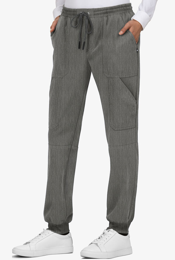 koi Next Gen Good Vibe Women's 7-Pocket STRETCH Jogger Scrub Pants - Heather Grey - 1
