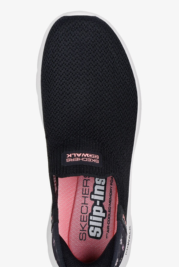 Skechers Performance Women's SLIP-INS Go Walk Flex Sunset Rose Knit Black Athletic Nursing Shoes - null - 2