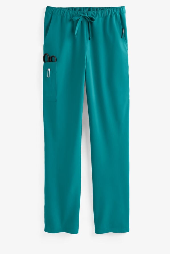 Easy STRETCH Morgan Unisex 5-Pocket Drawstring Scrub Pants - Teal - 1