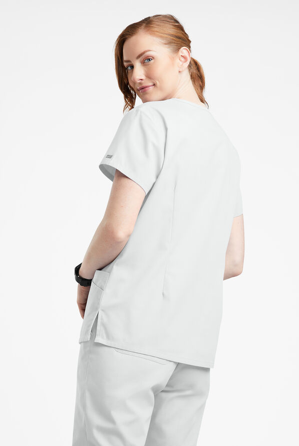 Blusa m&eacute;dica Butter-Soft Originals con cuello en V curvo y 7 bolsillos para mujer - White - 3