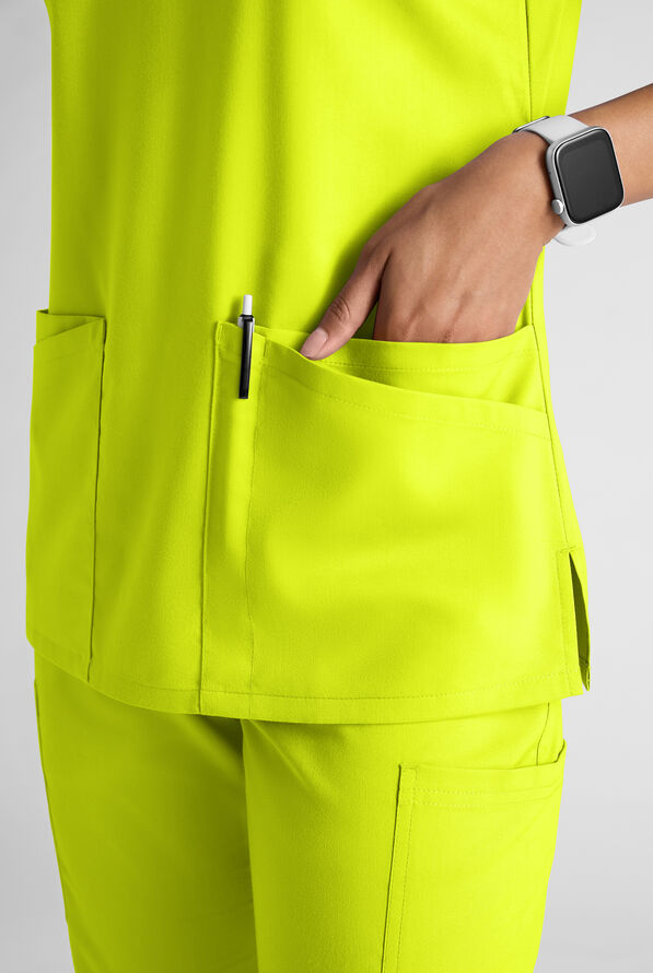 Butter-Soft STRETCH Women's 6-Pocket V-Neck Scrub Top - Lime Crush - 5