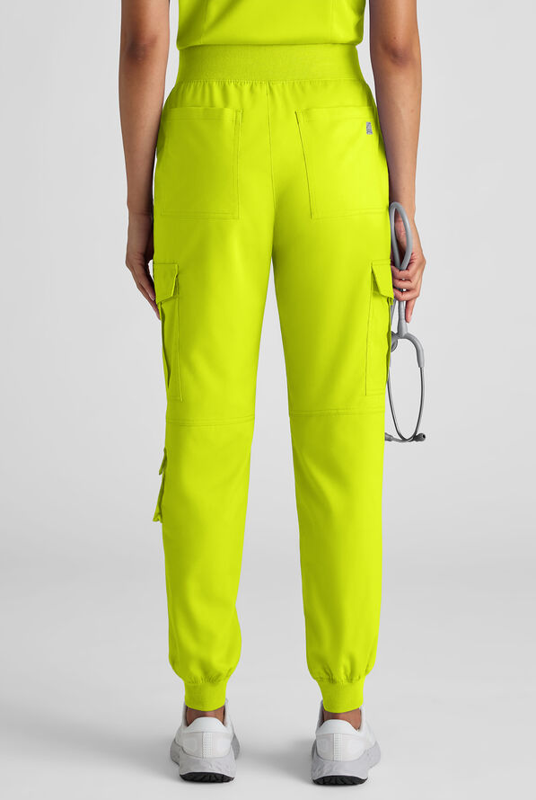 Butter-Soft STRETCH FLXTEK+ Women's 8-Pocket Cargo Jogger Scrub Pant - Lime Crush - 7