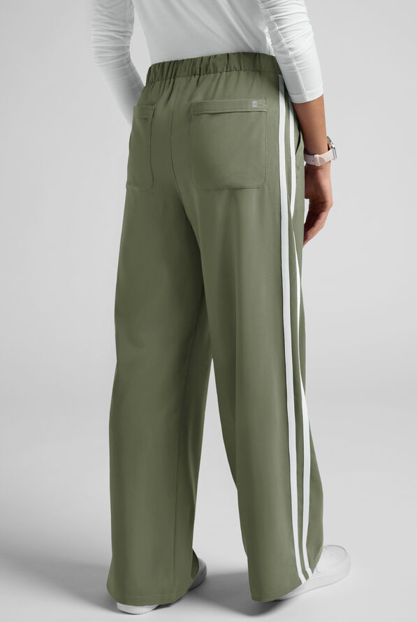 Easy STRETCH Women's Relaxed Fit Wide Leg Scrub Pant - Olive Leaf - 4